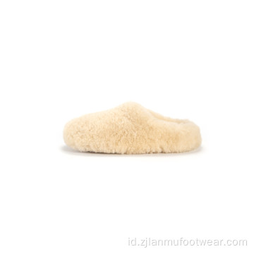 Sandal kulit domba tunggal lembut berbulu